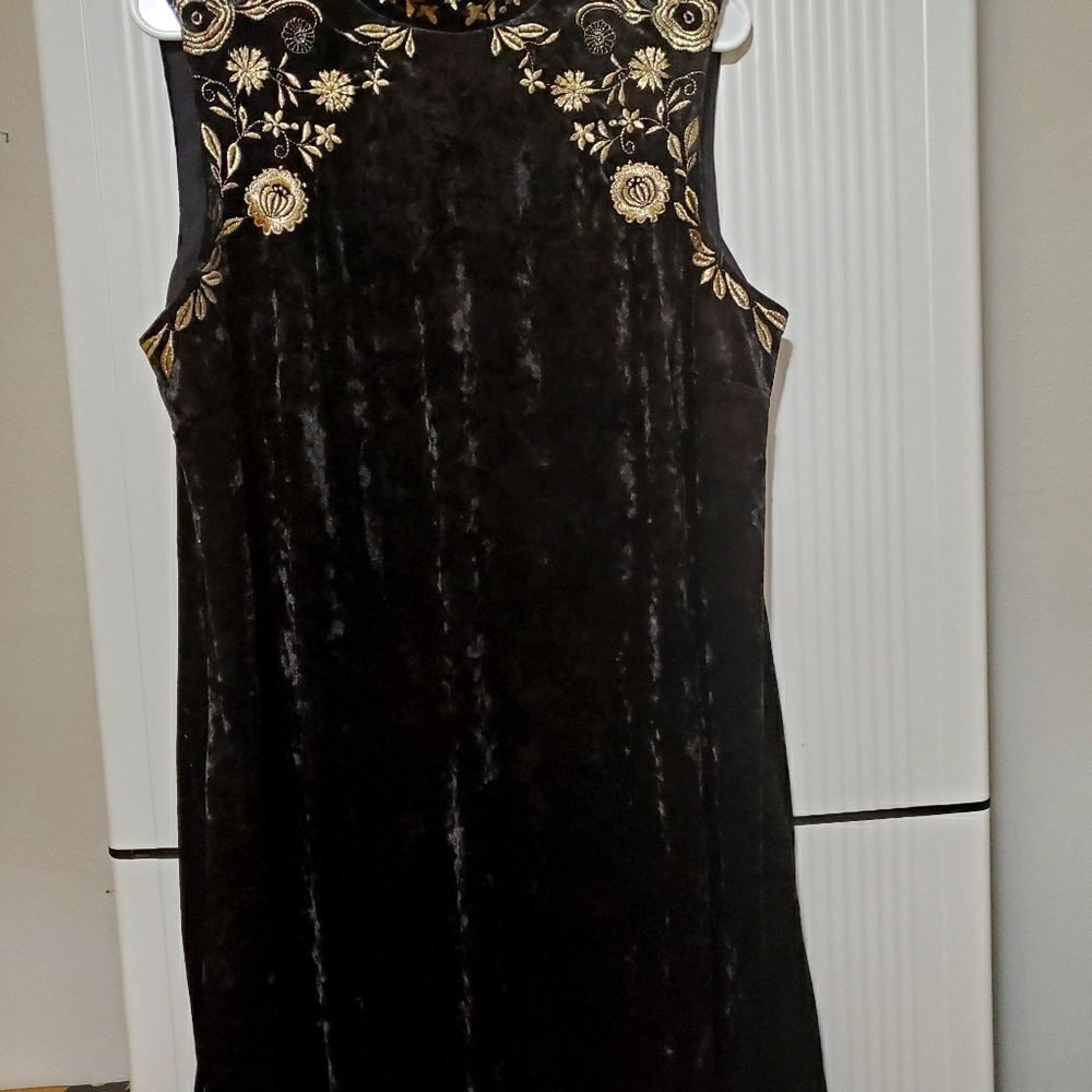 Gold-Embridered Black Dress